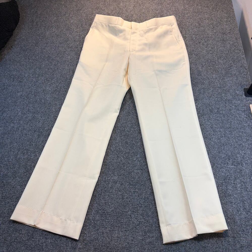 Austin Manor Mens Vintage Slacks 36x30 Ivory Wool Blend Dress Trousers Pants